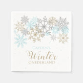 Winter Onederland eerste verjaardag Snowflake serv Servet (Voorkant)
