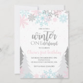 Winter Onederland Eerste verjaardag Snowflakes Tre Kaart (Voorkant)