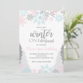 Winter Onederland Eerste verjaardag Snowflakes Tre Kaart (Staand voorkant)