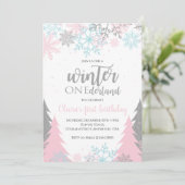 Winter Onederland Eerste verjaardag Snowflakes Tre Kaart (Staand voorkant)