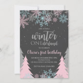 Winter Onederland Eerste verjaardag Snowflakes Tre Kaart (Voorkant)