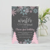 Winter Onederland Eerste verjaardag Snowflakes Tre Kaart (Staand voorkant)