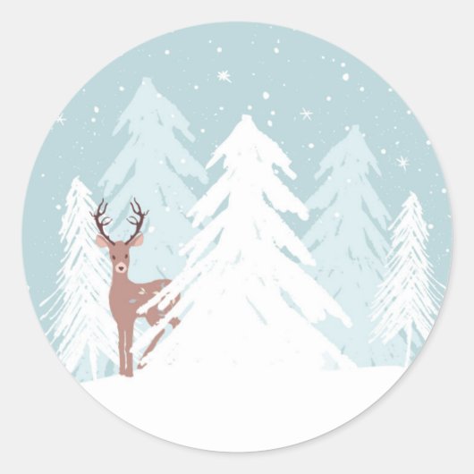 Winter Onederland Eerste Verjaardag Sticker Herten (Voorkant)