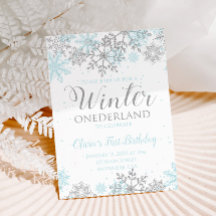 Winter Onederland eerste verjaardag turkooizen sne