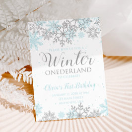 Winter Onederland eerste verjaardag turkooizen sne Kaart