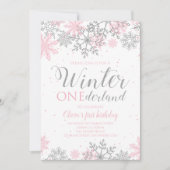 Winter ONEderland eerste verjaardag Uitnodiging (Voorkant)