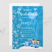 Winter Onederland eerste verjaardag uitnodiging (Voorkant / Achterkant)