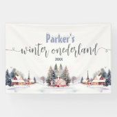 Winter onederland eerste verjaardag welkom spandoek (Horizontaal)