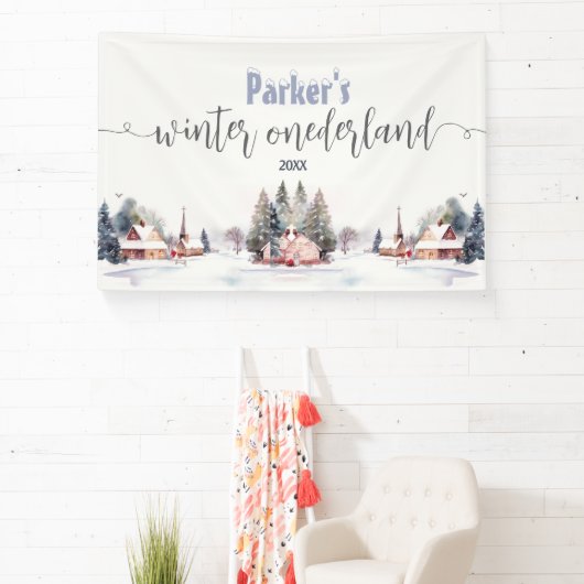 Winter onederland eerste verjaardag welkom spandoek (Insitu)
