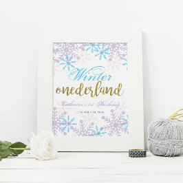 Winter Onederland Eerste verjaardag Welkomstteken  Poster