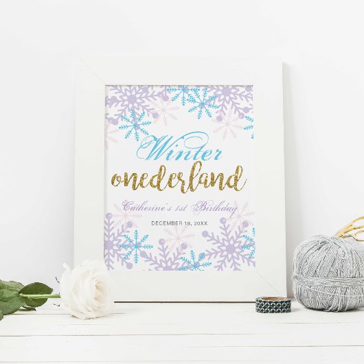 Winter Onederland Eerste verjaardag Welkomstteken  Poster