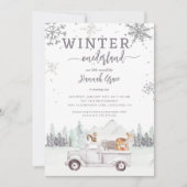 Winter Onederland Eerste Verjaardag Woodland Kaart (Voorkant)