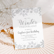 Winter Onederland Eerste Verjaardag Zilveren Sneeu