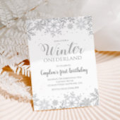 Winter Onederland Eerste verjaardag Zilveren Snowf Kaart