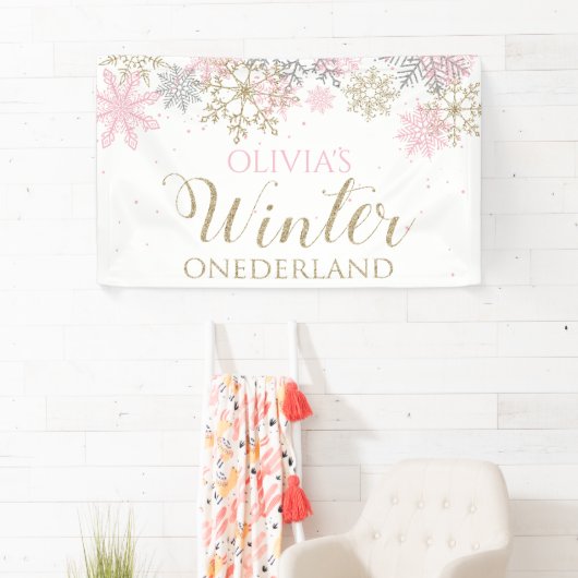 Winter Onederland Eerste Verjaardagsbanner Spandoek (Insitu)
