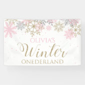 Winter Onederland Eerste Verjaardagsbanner Spandoek (Horizontaal)