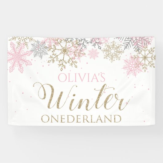 Winter Onederland Eerste Verjaardagsbanner Spandoek (Horizontaal)