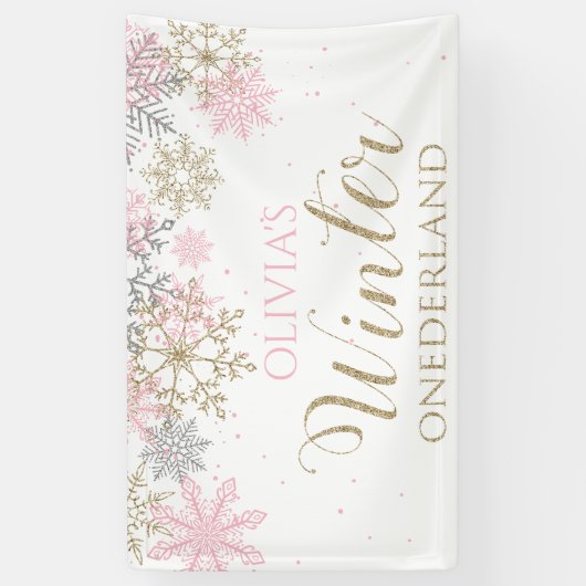 Winter Onederland Eerste Verjaardagsbanner Spandoek (Verticaal)
