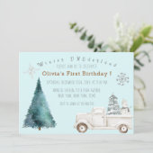 Winter ONEderland Eerste Verjaardagsfeest Kaart (Staand voorkant)