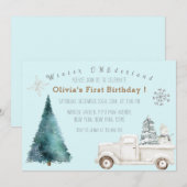 Winter ONEderland Eerste Verjaardagsfeest Kaart (Voorkant / Achterkant)
