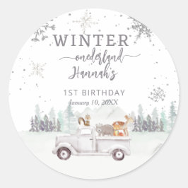 Winter Onederland Eerste Verjaardagsgunst Ronde Sticker