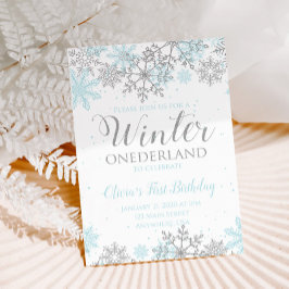 Winter Onederland eerste verjaardagsuitnodiging bl Kaart