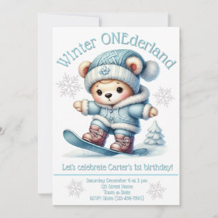 Winter ONEderland Eerste Verjaardagsuitnodiging Kaart