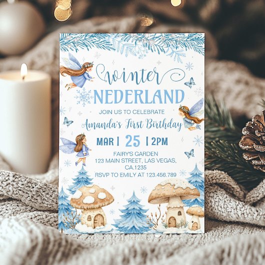 Winter Onederland Fairy 1e verjaardag Kaart