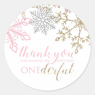 Winter Onederland Favor Dank je Sticker