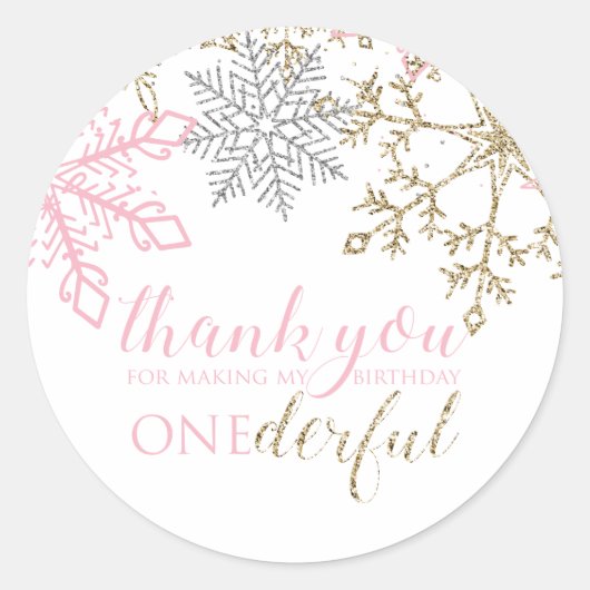 Winter Onederland Favor Dank je Sticker (Voorkant)