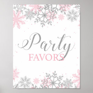 Winter Onederland Feest Artikelen Roze Zilver Poster