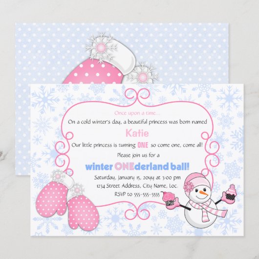 Winter Onederland Feest Verjaardag Kaart (Voorkant / Achterkant)