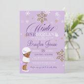 Winter Onederland First Birthday African-American Kaart (Staand voorkant)