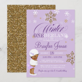 Winter Onederland First Birthday African-American Kaart