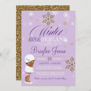 Winter Onederland First Birthday African-American Kaart