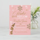 Winter Onederland First Birthday African-American Kaart (Staand voorkant)