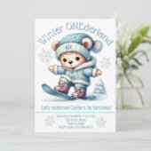 Winter ONEderland First Birthday Invitation Kaart (Staand voorkant)