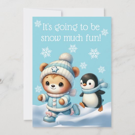 Winter ONEderland First Birthday Invitation Kaart (Achterkant)