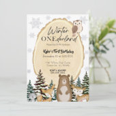 Winter ONEderland First Birthday Invitation Kaart (Staand voorkant)