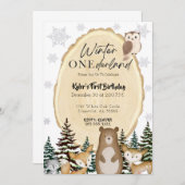 Winter ONEderland First Birthday Invitation Kaart (Voorkant / Achterkant)