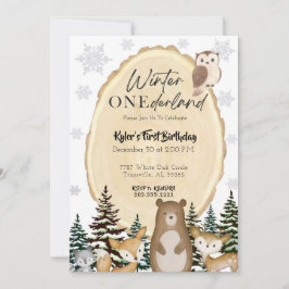 Winter ONEderland First Birthday Invitation Kaart