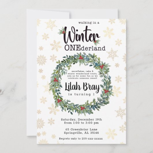 Winter ONEderland First Birthday Invitation Kaart (Voorkant)