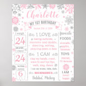 Winter Onederland First Birthday mijlestone Poster (Voorkant)