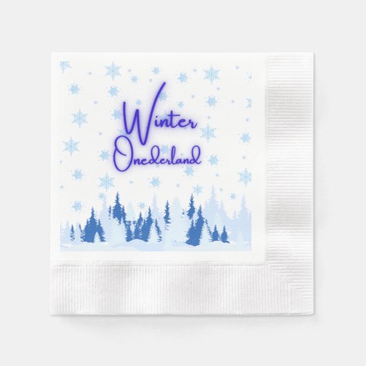 Winter Onederland First Birthday Party Napkins Servet (Voorkant)
