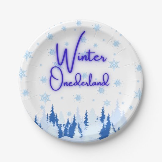Winter Onederland First Birthday Party Plates Papieren Bordje (Voorkant)