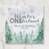 Winter Onederland First Birthday Snowflakes Forest Bedankjes Labels (Voorkant)