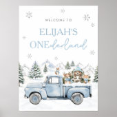 Winter Onederland First Birthday Welcome Sign Poster (Voorkant)
