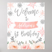Winter Onederland First Birthday Welcome Sign Poster (Voorkant)