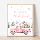 Winter Onederland First Birthday Welcome Sign Poster