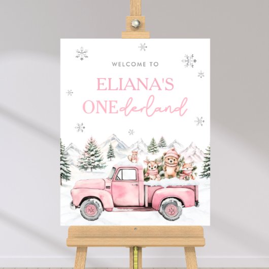 Winter Onederland First Birthday Welcome Sign Poster